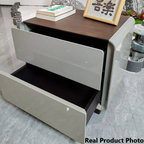 Contemporary Nordic High Gloss Bedside Table - Rounded Corners 2 Drawers Nightstand For Bedroom Lumendat