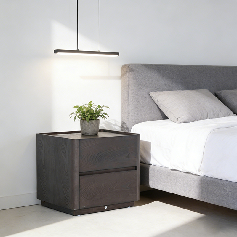 Traditional Vintage Square Hidden 2 Drawers Nightstand - Wireless Charging Sensor Light Bedside Table For Bedroom Lumendat