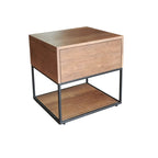 Traditional Chinese Open Shelf & Drawer Storage Nightstand - Square Bedside Table For Bedroom Lumendat