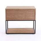 Traditional Chinese Open Shelf & Drawer Storage Nightstand - Square Bedside Table For Bedroom Lumendat