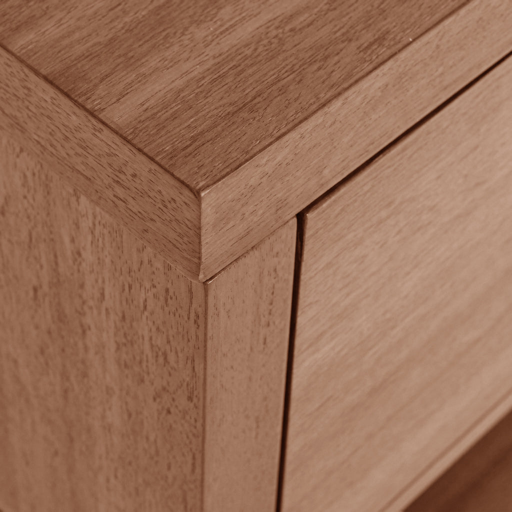 Traditional Chinese Open Shelf & Drawer Storage Nightstand - Square Bedside Table For Bedroom Lumendat