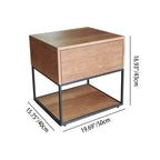 Traditional Chinese Open Shelf & Drawer Storage Nightstand - Square Bedside Table For Bedroom Lumendat