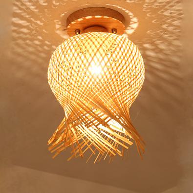 Modern Minimalist Creative Bamboo Weaving Flush Mount Ceiling Lamp Lumendat