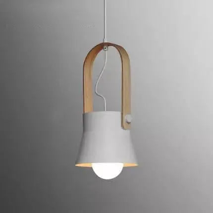 Modern Nordic 1-light Dome Wood Carrying Handle Pendant Light Lumendat