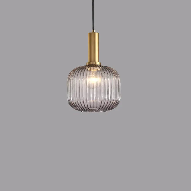 Minimalist Striped Glass Lantern 1-light Pendant Light Lumendat