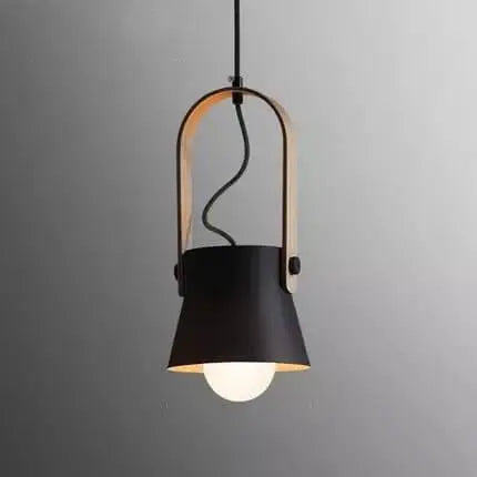 Modern Nordic 1-light Dome Wood Carrying Handle Pendant Light Lumendat