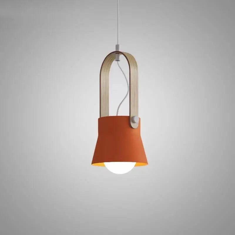 Modern Nordic 1-light Dome Wood Carrying Handle Pendant Light Lumendat