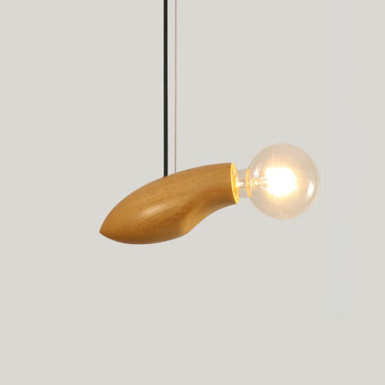 Modern Minimalist Wooden Geometric 1-light Small Pendant Light BulbSquare