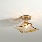 Modern Glass Japanese Amber Multi-Style 1-Light Flush Mount Light Lumendat