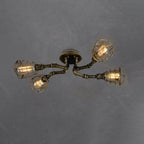 Industrial Vintage Water Pipe Round Iron 4/6/8 Light Flush Mount Ceiling Light BulbSquare