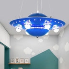 Lumendat Contemporary Creative Kids Spaceship Iron Glass LED Chandelier For Bedroom Lumendat