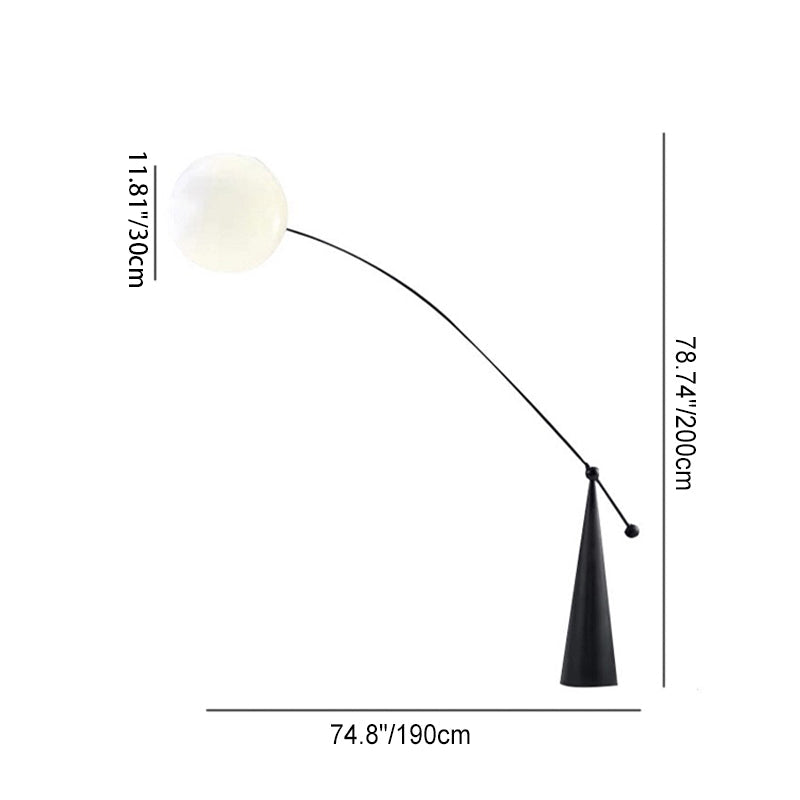 Contemporary Creative Tapered Base Fishing Rod Orb Iron Glass 1-Light Standing Floor Lamp For Living Room Lumendat