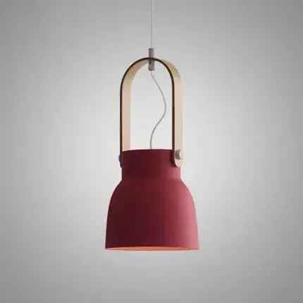 Modern Nordic 1-light Dome Wood Carrying Handle Pendant Light Lumendat