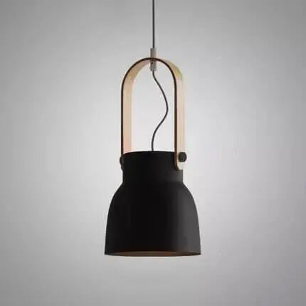Modern Nordic 1-light Dome Wood Carrying Handle Pendant Light Lumendat