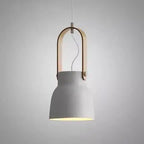 Modern Nordic 1-light Dome Wood Carrying Handle Pendant Light Lumendat