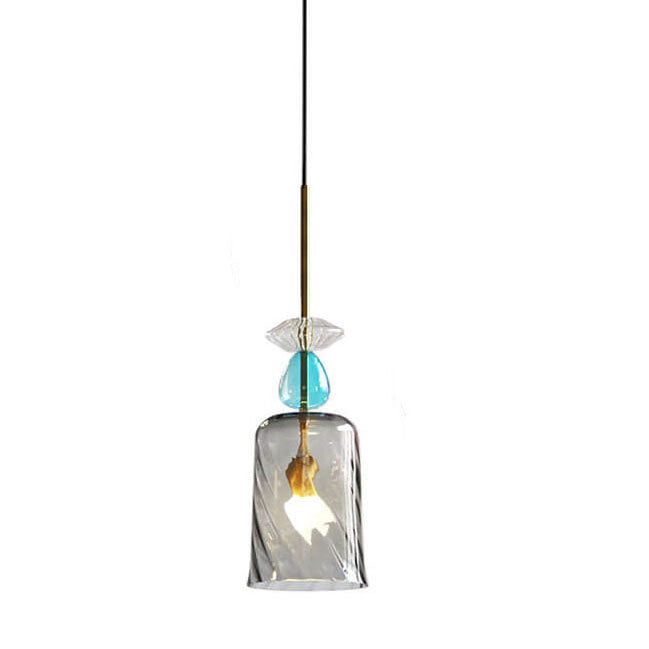 Nordic Colorful Candy Cane Glass 1-light LED Pendant Light BulbSquare