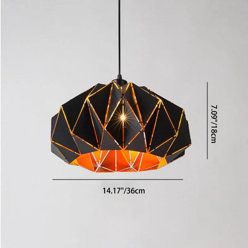 Vintage Wrought Iron Geometric Diamond Pendant Light BulbSquare