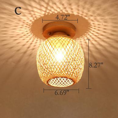 Modern Minimalist Creative Bamboo Weaving Flush Mount Ceiling Lamp Lumendat
