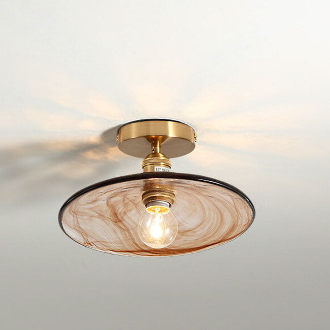 Modern Glass Japanese Amber Multi-Style 1-Light Flush Mount Light Lumendat