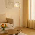 Japanese Vintage Flower Solid Wood Iron Fabric 1-Light Standing Floor Lamp Lumendat