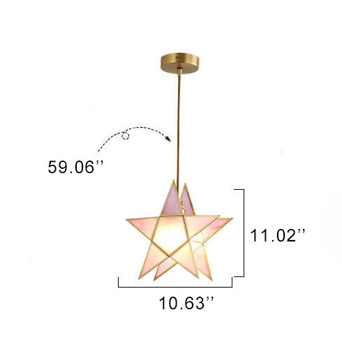 Modern Colorful Water-grain Glass 1-light Pentagram Shaped Pendant Light BulbSquare