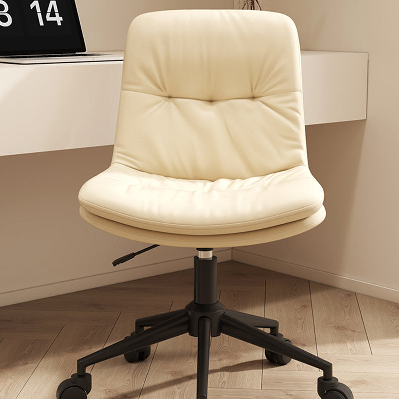 Contemporary Nordic Faux Nappa Leather Steel Desk Chair Backrest Armless For Home Office