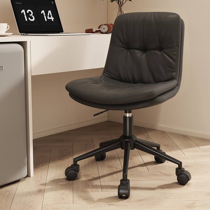 Contemporary Nordic Faux Nappa Leather Steel Desk Chair Backrest Armless For Home Office