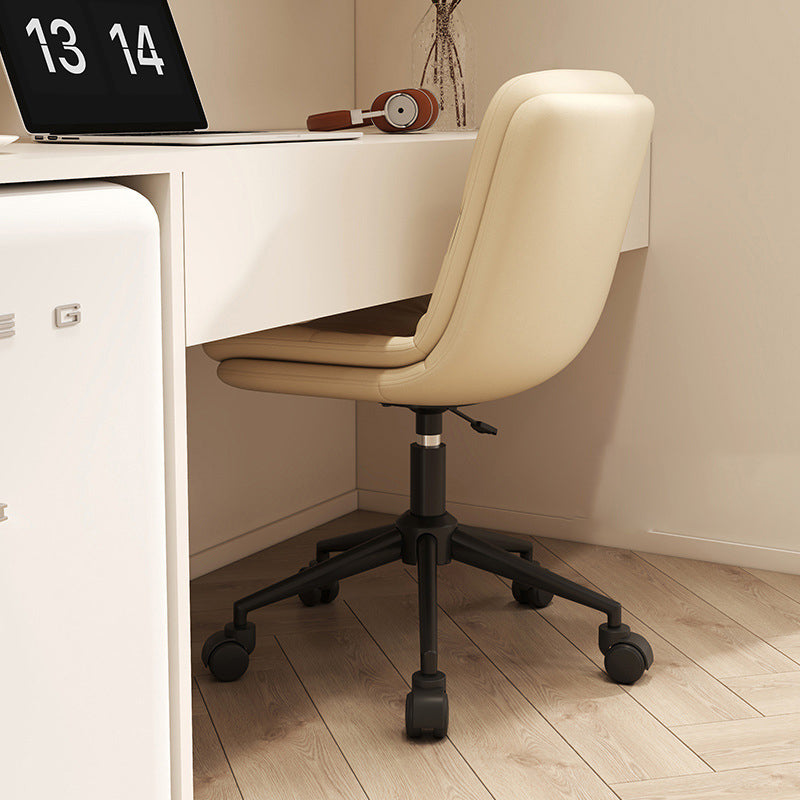 Contemporary Nordic Faux Nappa Leather Steel Desk Chair Backrest Armless For Home Office