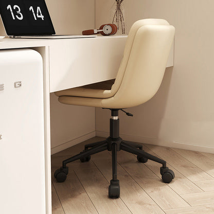 Contemporary Nordic Faux Nappa Leather Steel Desk Chair Backrest Armless For Home Office