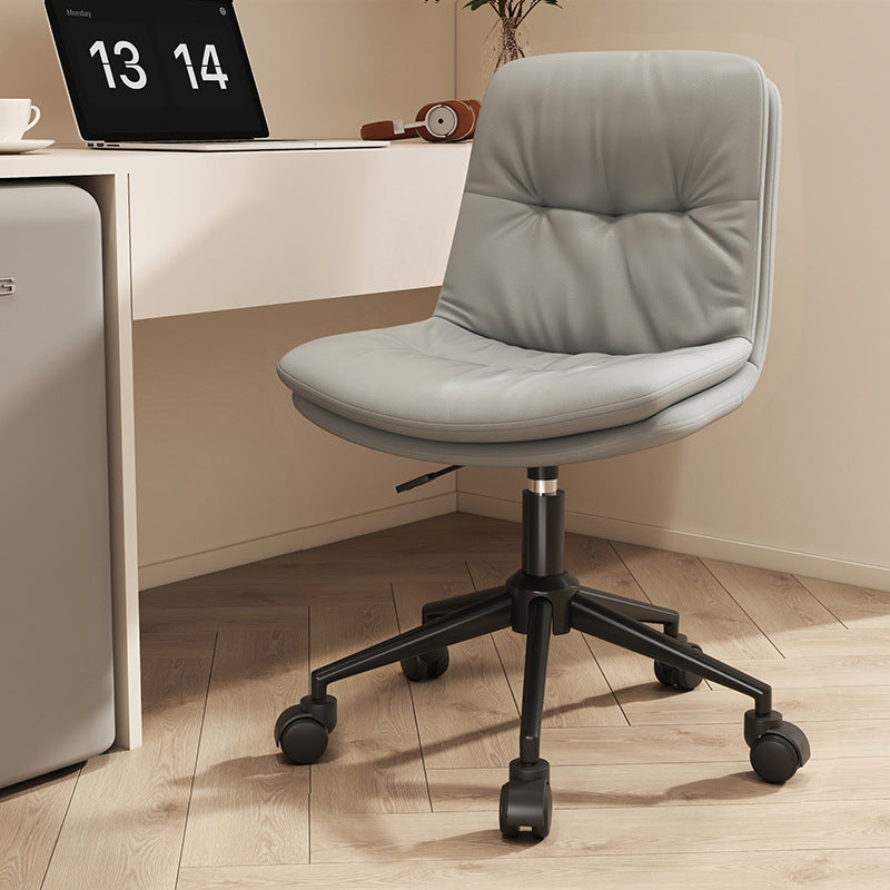 Contemporary Nordic Faux Nappa Leather Steel Desk Chair Backrest Armless For Home Office