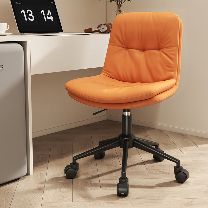 Contemporary Nordic Faux Nappa Leather Steel Desk Chair Backrest Armless For Home Office