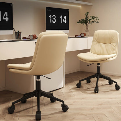 Contemporary Nordic Faux Nappa Leather Steel Desk Chair Backrest Armless For Home Office
