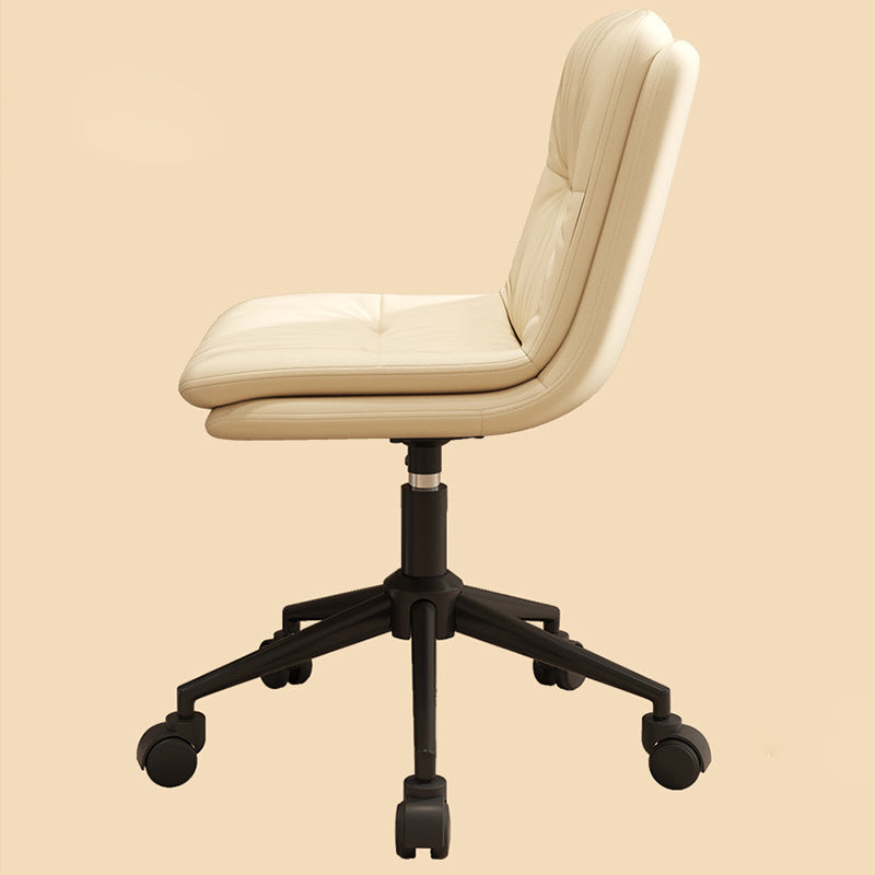 Contemporary Nordic Faux Nappa Leather Steel Desk Chair Backrest Armless For Home Office