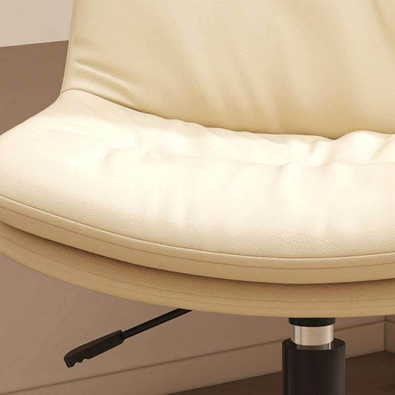 Contemporary Nordic Faux Nappa Leather Steel Desk Chair Backrest Armless For Home Office