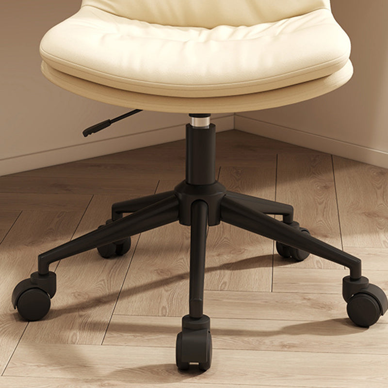 Contemporary Nordic Faux Nappa Leather Steel Desk Chair Backrest Armless For Home Office