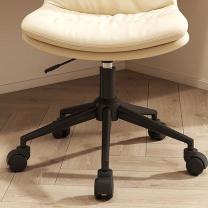 Contemporary Nordic Faux Nappa Leather Steel Desk Chair Backrest Armless For Home Office