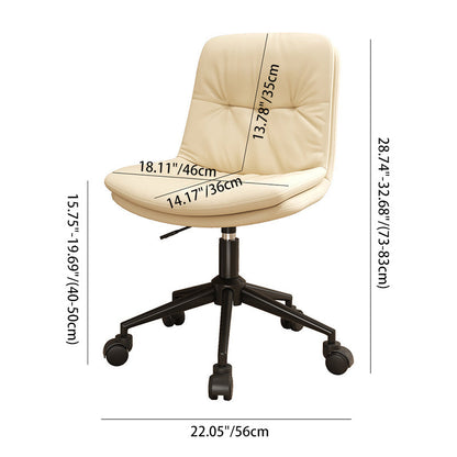 Contemporary Nordic Faux Nappa Leather Steel Desk Chair Backrest Armless For Home Office