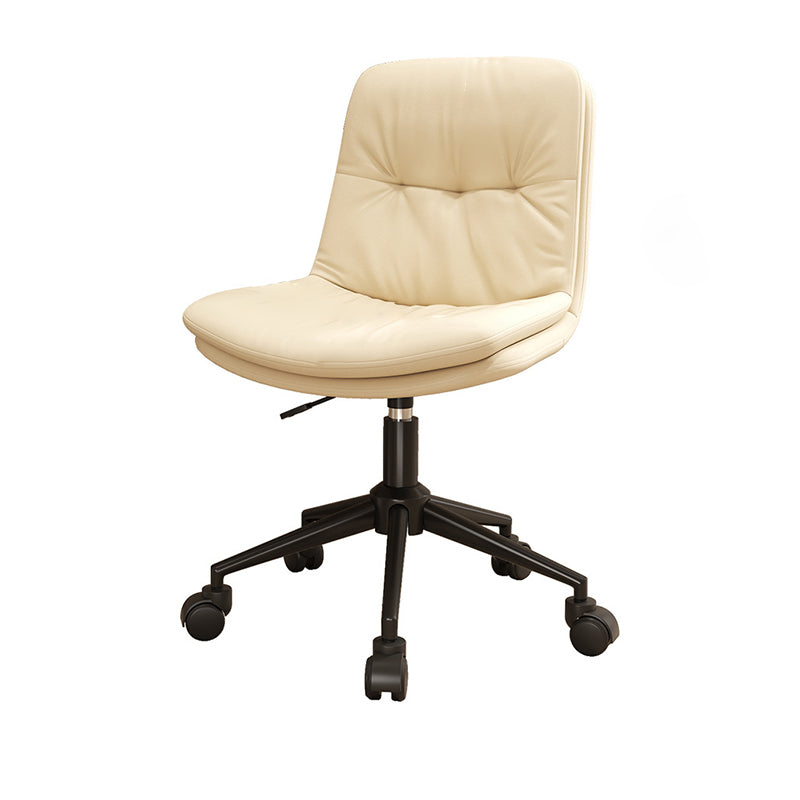 Contemporary Nordic Faux Nappa Leather Steel Desk Chair Backrest Armless For Home Office