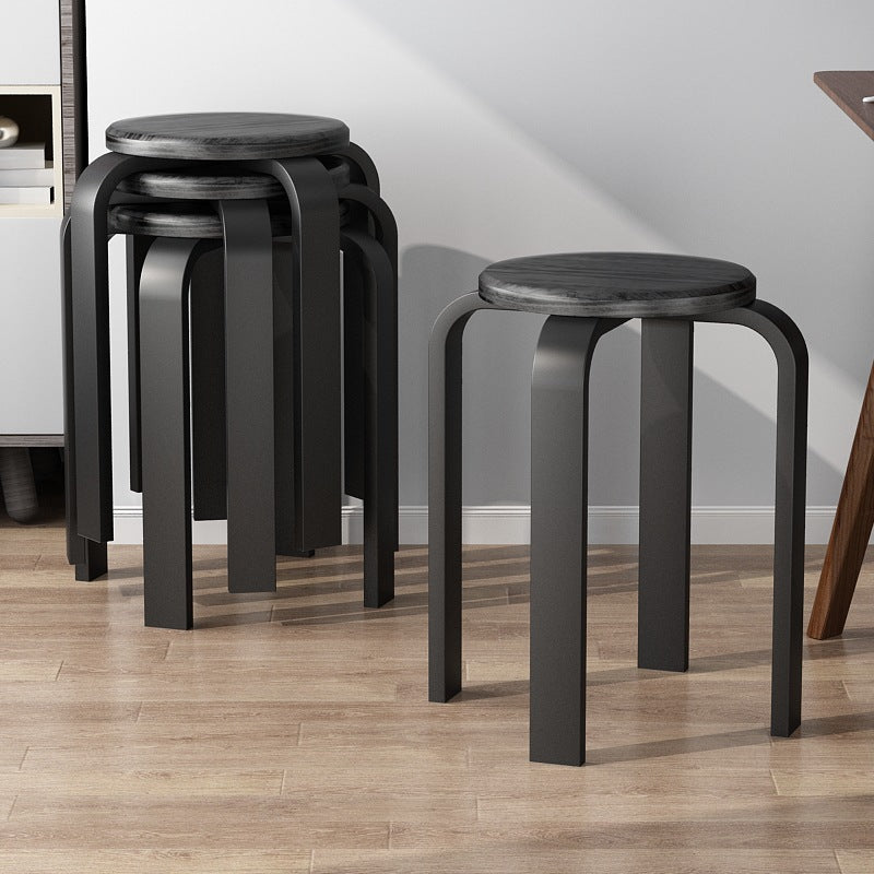 Contemporary Simplicity Density Board Solid Wood Dining Chair Backless Armless For Dining Room DFM-F