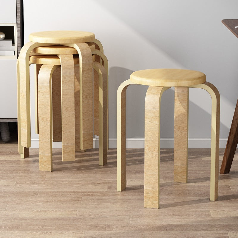 Contemporary Simplicity Density Board Solid Wood Dining Chair Backless Armless For Dining Room DFM-F