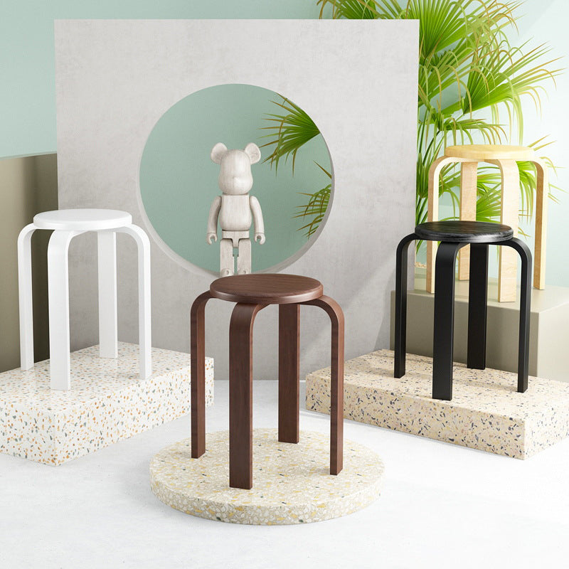 Contemporary Simplicity Density Board Solid Wood Dining Chair Backless Armless For Dining Room DFM-F