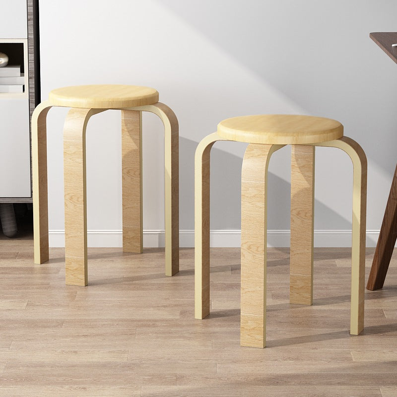 Contemporary Simplicity Density Board Solid Wood Dining Chair Backless Armless For Dining Room DFM-F