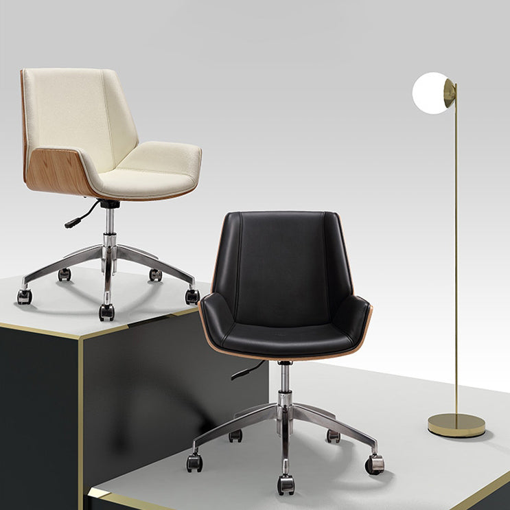 Modern Simplicity Solid Wood PU Leather Desk Chair Backrest Armrest For Home Office
