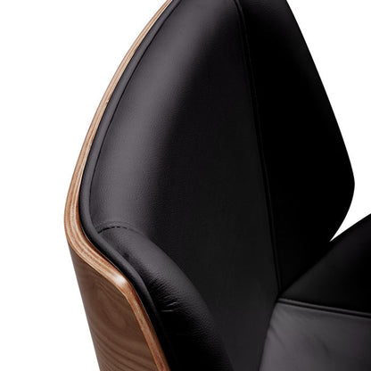 Modern Simplicity Solid Wood PU Leather Desk Chair Backrest Armrest For Home Office