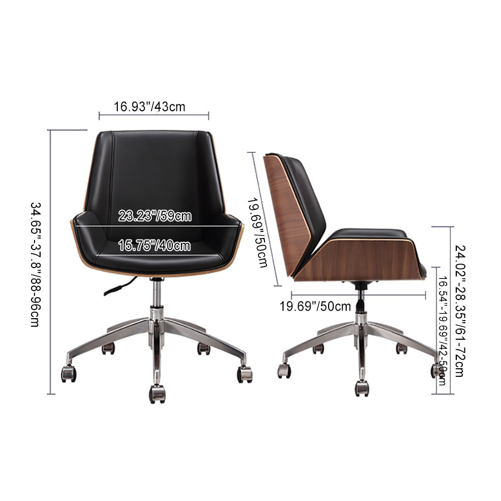 Modern Simplicity Solid Wood PU Leather Desk Chair Backrest Armrest For Home Office DFM-F