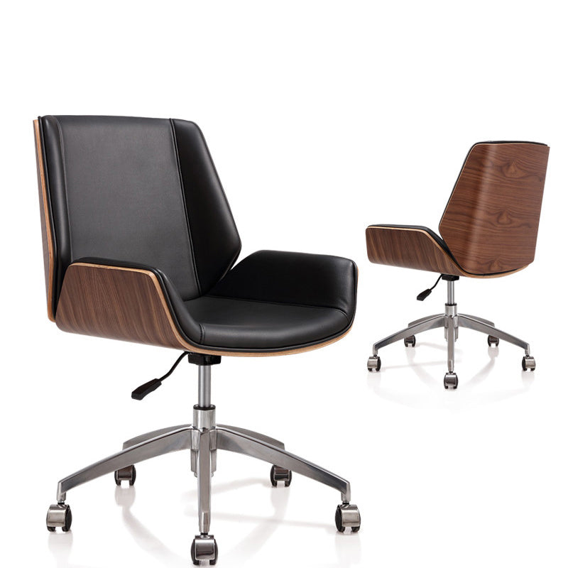 Modern Simplicity Solid Wood PU Leather Desk Chair Backrest Armrest For Home Office DFM-F