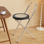 Traditional Japanese Round Arc Rattan Wood Iron Foldable Dining Chair Backrest Armless For Dining Room DFM-F