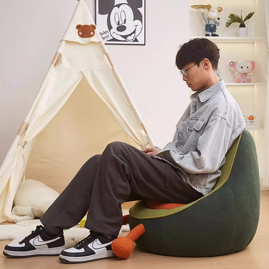 Lumendat Contemporary Creative Kids Avocado-shaped Penguin-shaped Sponge Lambswool Accent Chair Backrest Armless For Living Room Lumendat
