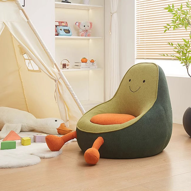 Lumendat Contemporary Creative Kids Avocado-shaped Penguin-shaped Sponge Lambswool Accent Chair Backrest Armless For Living Room Lumendat