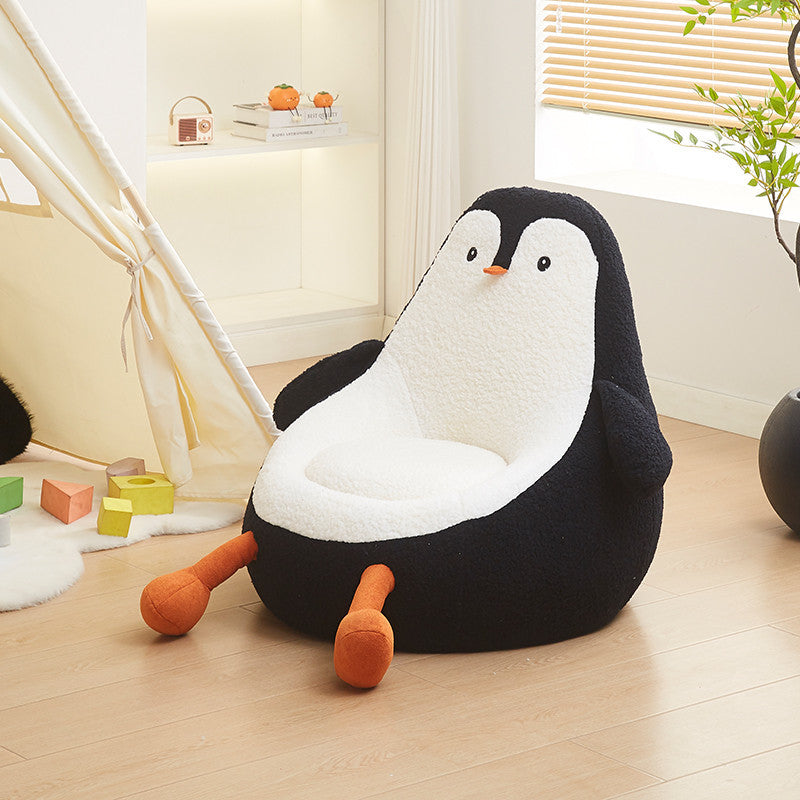 Lumendat Contemporary Creative Kids Avocado-shaped Penguin-shaped Sponge Lambswool Accent Chair Backrest Armless For Living Room Lumendat